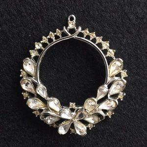 Vintage Silver Necklace Pendant/Charm Rhinestones